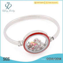 Fashion jewelry stainless steel 316l bangle,twist floating locket bracelets